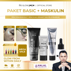 Ms Glow Men Paket Basic - Ms Glow For Men Pemutih Kulit Wajah Glowing - Ms Glow Men Pria Skincare Jerawat Dan Bekasnya - Ms Glow Official Store Original