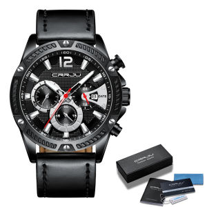 CRRJU Jam Tangan Pria Multifungsi Chrono Anti Air Kulit dengan Kalender Bercahaya 2282