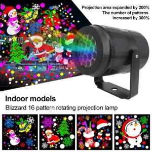 Christmas Lampu Proyeksi kepingan salju Natal LED Built-in 16 jenis lampu proyeksi grafis