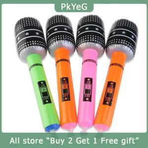 [COD] PkYeG KITCHEN 6pcs Blow up Inflatable Plastic Microphone 24CM Party Favor Kids Toy Gift ( Color)