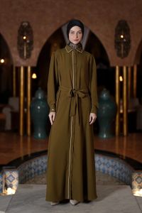Mandjha Dancing Dress - Gamis Olive Hijau Polos Premium - MANDJHA by IVAN GUNAWAN
