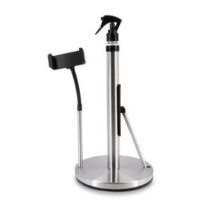【Local Shipping】1pcs Stainless Steel Standing Paper Towel Holder With Mobile Phone Holder Paper Towel Holder 3 In 1 Paper Towel Holder Kitchen With Spray Bottle Paper Towel Holder