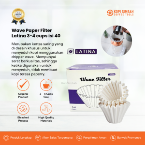 LATINA Wave Coffee Paper Filter 3-4 Cups 185 Isi 40 Lembar Kertas Saringan Dripper Kopi