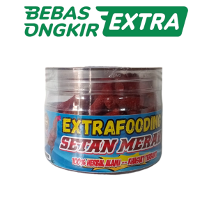 EXTRAFOODING BIRU (TOPLES) SETAN MERAH NEW - Isi 100 Butir sarapan ayam