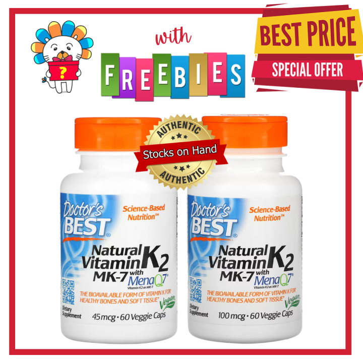 Doctor's Best Natural Vitamin K2 MK7 with Men Q7 45mcg & 100mcg 60
