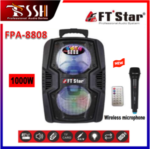 NEW FT-Star 12" LED Party Speaker with BluetoothMicro SDFM Wireless Micand Remote(FPA-8808)