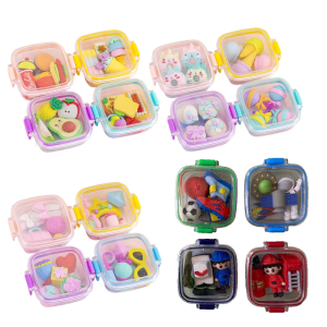 Educational Art Erasers Realistic Lunch Box Theme Eraser Kids Motivation Erasing Tool for Kid Student Game Prize