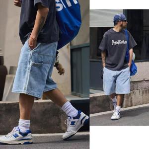 Summer Denim Shorts for Men Simple 6-pocket Mens Denim Cargo Pants Casual Loose Shorts Denim Short Jorts for Men