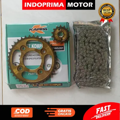 KAPPA GEAR SET KOMPLIT SUPRA FIT NEW 38. GIGI TARIK DAN RANTAI KARISMA SUPRA X 125 REVO BLADE