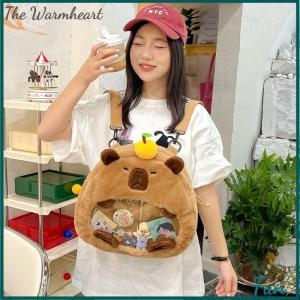 【The Warmheart】 Large Capacity Capibara Knapsack Women Fashion Bag Kids Capybara Plush Backpack Kawaii Soft Animal Doll Toy Birthday Gifts