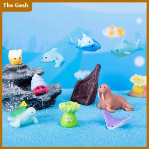 [The Gesh] Mini Ocean Figurine Resin Ornaments Cute Marine Life Sea Animals Tiny Statue Aquarium Home Desktop Micro Landscape Decor