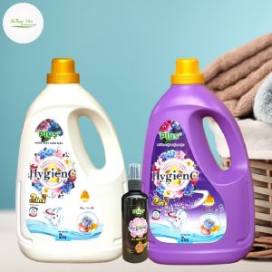 02 Chai nước giặt xả HyGienC Plus Giặt quần áo thơm hương nước hoa - Tặng 02 Chai xả khô 100ml