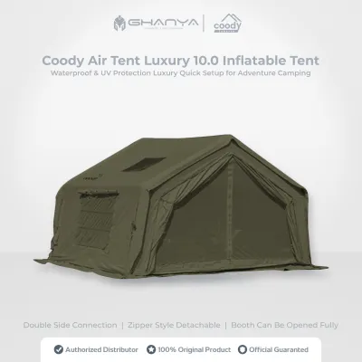 Coody Air Tent Luxury 10.0 Sqm M2 Inflatable Tent (Tenda Praktis) Waterproof & UV Protection Luxury Quick Setup for Adventure Camping / Glamping / Fishing / Bushcraft / Hiking - Army Green
