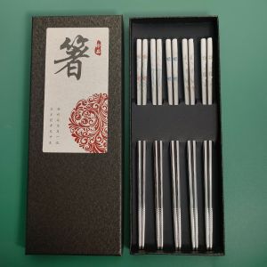 1/5 Pair Delicate Carved Chopsticks Stainless Steel Non-Slip Chopsticks Food Grade Food Chopsticks Home Kitchen Tableware2026