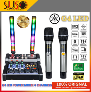 The New Yamaha G4 LED Signal Light Mixer Power Mixer 4Channels USB Bluetooth with 2 Wireless Mic