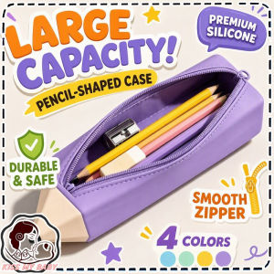 Silicone Pencil Case Large Capacity Pencil Shaped Zipper Pen Pouch Waterproof Stationery Bag