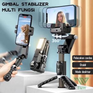 Gimbal Q18 Gimbal Handphone Stabilizer 360° Selfie Stick Auto Face Tracking Selfie Stick AI Rotation Adjustable Lens