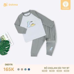 Bộ dài tay thu đông Dokma bé trai - bé gái chất modal - viscose mềm mại (9-36m) (DB2412 - DB3176)