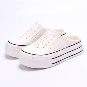 [Free Shipping] WomenS Summer Outdoor Clogs Suitable For Wading Casual Wear Non-Slip Thick-Soled Height-Increasing Beach-Style With A Closed-Toe Design Featuring A Hollowed-Out Pattern Waterproof And Versatile