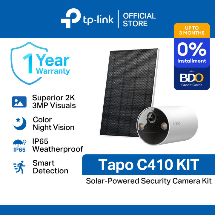 TP-Link Official Store | Tapo C410 Kit | 2K 3MP Solar-Powered Security Outdoor WiFi IP Security Cctv Sale Camera Connect to Cellphone with Mic and Speaker