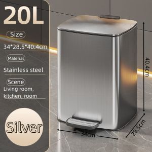 Step Pedal Trash Can 20L/30L Rectangle Stainless steel office Trash tin