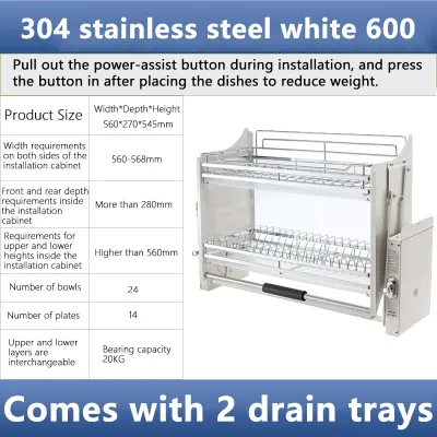 HOME OF HAPPINESS Pull Down Dish Rack Kitchen Pull Out Rack 304 Stainless Steel Pull Down Basket Kitchen Cabinet Household
