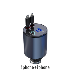 Pengisi daya mobil kabel pengisian daya super cepat satu derek empat pengisi daya mobil USB IOS Type-c yang berlaku