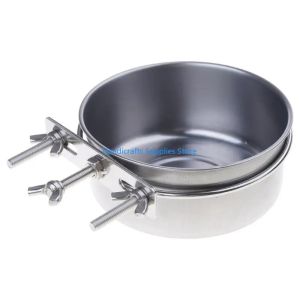 Kirilgu Cage Cats Water Dispenser Bowl for Small Animals Rabbit Stainless Steel 2B5Z7