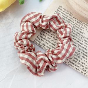 Indo - Ikat Rambut Gaya Korea / Scrunchie Kunciran Rambut Motif Petak / Ikat Rambut Import