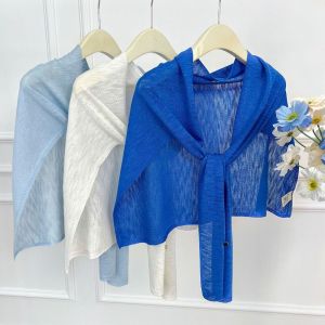HOUCHU Cloak T-Version Shawl Cape Thin Knitted Neck Wrap Retro Korean Style Crochet Scarves Women