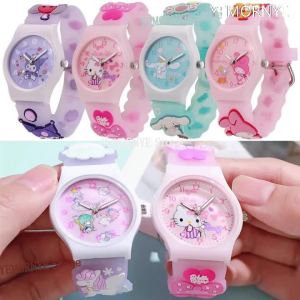 Hello Kuromi Melody Cinnamonroll Cartoon Anime Figures Student Wrist Watch Kids Watch Toys Boys Girls Birthday Party Gifts