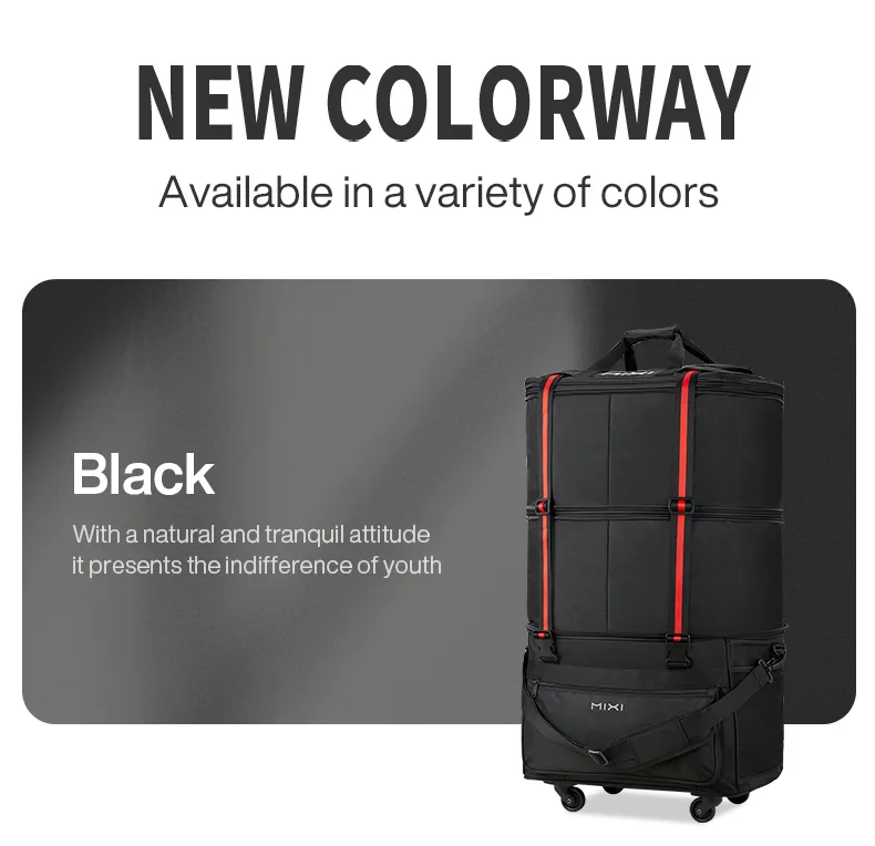 Mixi Foldable Travel Bag Hand Carry Duffel Bag with Wheels Expandable  Rolling Travel Bag Collapsible Traveling Bag for Men Women Large Capacity 