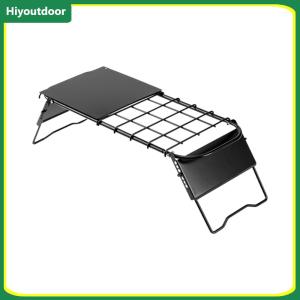 【New Arrival】Metal Folding Tea Table Adjustable Height Outdoor Retractable Mesh Mini Stove Stand Folding Table for Camping