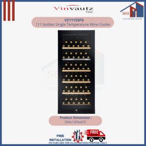 VINVAUTZ VZ111SSFG 111 bottles Single Temperature Wine Cooler