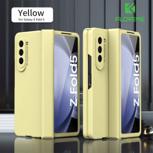 FLOVEME With Front Screen Film Protector Folding Phone Case For Samsung Galaxy Z Fold 5 Fold 4 Fold 3 5G With Hinge Protection Frosted Solid Color Hard PC Shockproof Back Cover For Galaxy Z Fold 5 Fold 4 Fold 3