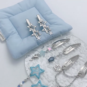 Tua chuỗi kẹp tóc hình ngôi sao thẩm mỹ kẹp tóc kẹp tóc thú mỏ vịt bên Pin nonslip barrettes phụ nữ tóc dụng cụ tạo hình 7pcs