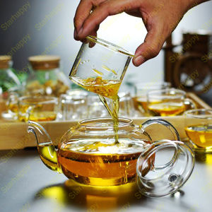 STAR Teko Set Kaca / Tea Pot Set kaca 8 in 1 / teko teh gelas set / Tea Pot Set Kaca Dengan saringan / Teapot + 1 Glassware + 6 Gelas / Kaca Pot Teh Infuser Ketel Teh Tahan Panas untuk Meja Makan Meja Bar Hadiah / Glass Tea Jug