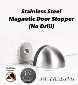 Half Moon Magnetic Door Stopper/Holder Stainless Steel Non Punching Floor Mounted (No Drilling)