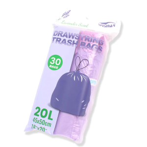 2 Rolls 30pcs Scented Drawstring Trash Bags Floral Fragrance  Garbage Bag Disposable Plastic Bags Thickened Household