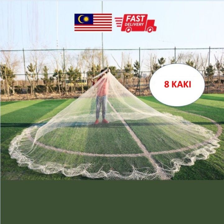 Nylon Fish Net Hand Casting Hand 8 Feet Jaring Jala Ikan Tangkap Ikan 8 ...