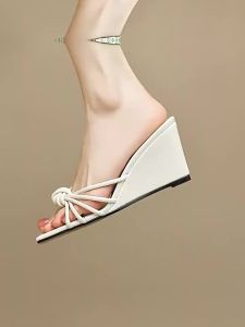 Huilm Womens Thick-Soled High-Heeled Shoes Sandals 2026 New Thick-Soled Wedge-Heeled French Temperament Slippers Summer Elegant Party Professional Office Womens Shoes Large Size 34-42