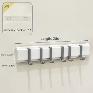Wall-Mounted Sliding Hooks No Punching Required Strong Viscose Wall Hanging Bathroom & Kitchen Storage Rack with 6 Movable Hooks for Rack Towel Clothes & Key Holder Coat Rack Organizer for Entryway  Durable ABS Material White