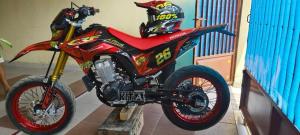 Decal Honda CRF 150L motif dadu merah hitam list gold D-I2-733 i2-1217