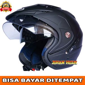 HELM   / HELM TERMURAH /  HELM MURAH  / HELM  JM   DOUBLE  VISIOR  BLACK DOFF