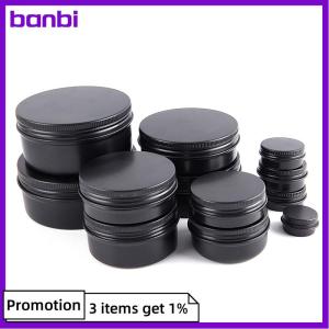 banbi Hộp nhôm tròn rỗng màu đen hộp thiếc kim loại bình đựng kem mỹ phẩm tự làm đầy lại