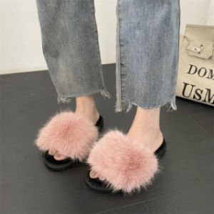 Free Shipping WomenS Fuzzy Slippers For Outdoor Wear New Autumn Style Flat-Soled Non-Slip Casual And Simple Design
