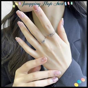 【Jumpping】 2PCS Fashion Hollow Out Love Heart Ring Personality Geometric Rings Opening Ring Niche Index Finger Ring Fashion Jewelry Gift Rings