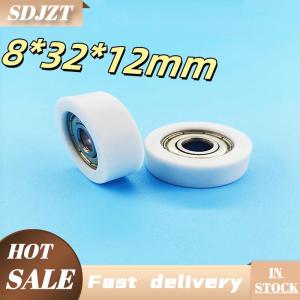 SDJZT 1PC 8x32x12mm nhúng 608ZZ mang bọc cao su POM  Nylon mang ròng rọc phẳng lăn ròng rọc bánh xe