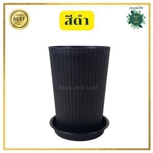 กระถางทรงสูงลายลูกฟูก ขนาด 9 นิ้ว และ 8 นิ้ว พร้อมจานรอง มี 3 สี กระถางแข็งแรง พลาสติกหนาอย่างดี น้ำหนักเบา แต่งบ้านแต่งคอนโดแต่งสวน
