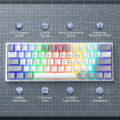 SOLAKAKA Hot-swappable Wireless Mechanical Keyboard 61 Keys RGB Backlit Bluetooth+2.4G Wireless+Type-C Wired 3-mode Connection Gaming Keyboard (SK961 ). 
